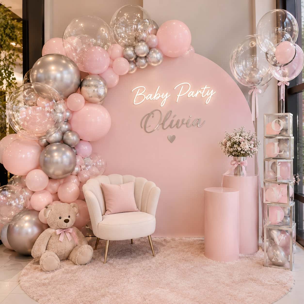 Decoração do chá de bebê da Olívia